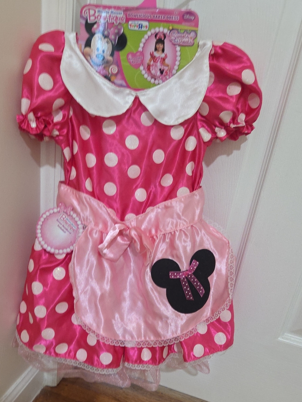 Disney Pink Polka Dot Minnie Mouse Costume Dress with Light Pink Apron